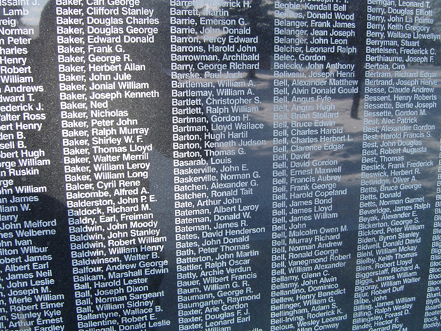 Louis Basarab's name on Bomber Command Memorial
